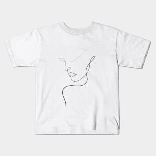 Woman With Hat | One Line Artist | Minimal Art | One Line Art | Minimalist Kids T-Shirt